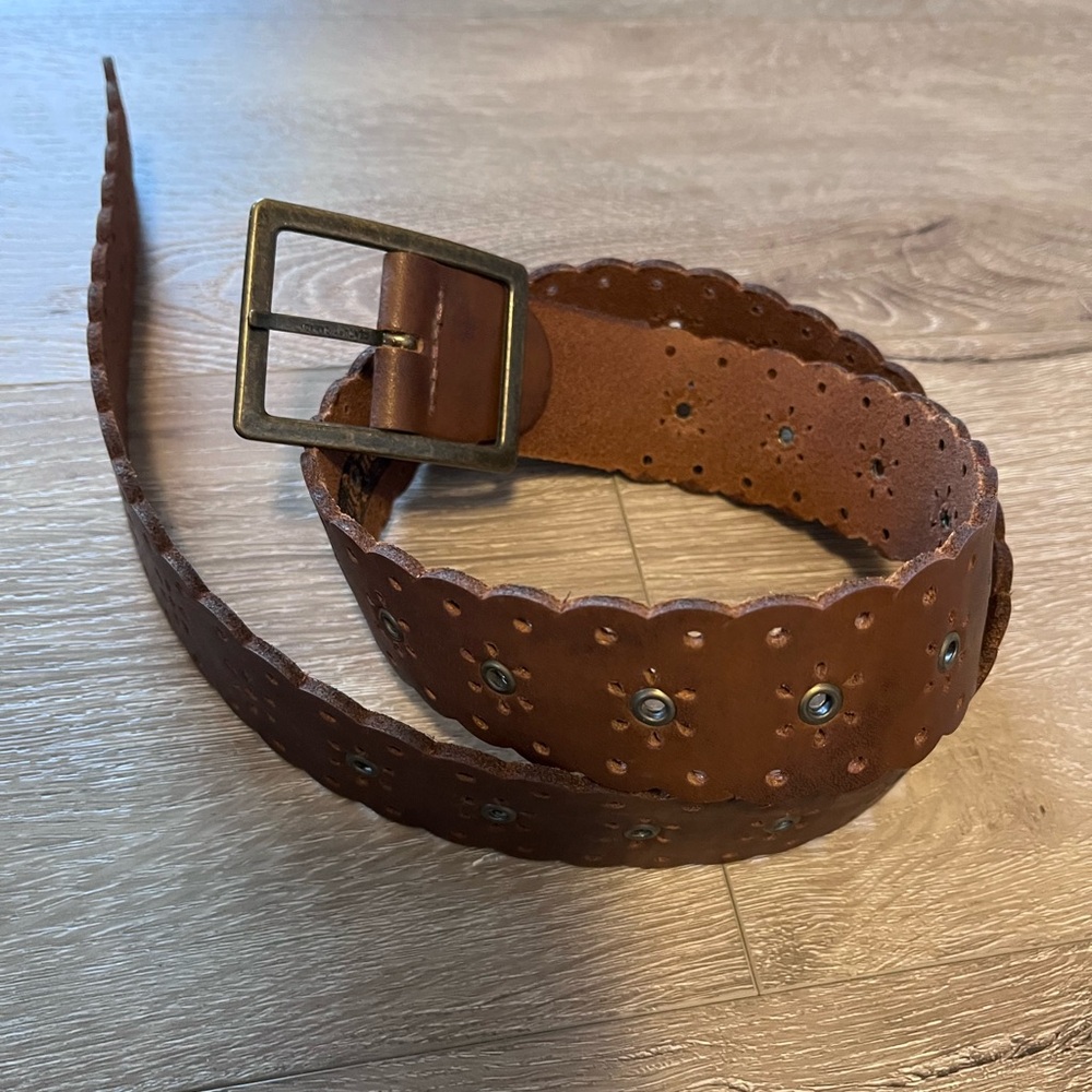 Brown Belt with Brass Buckle